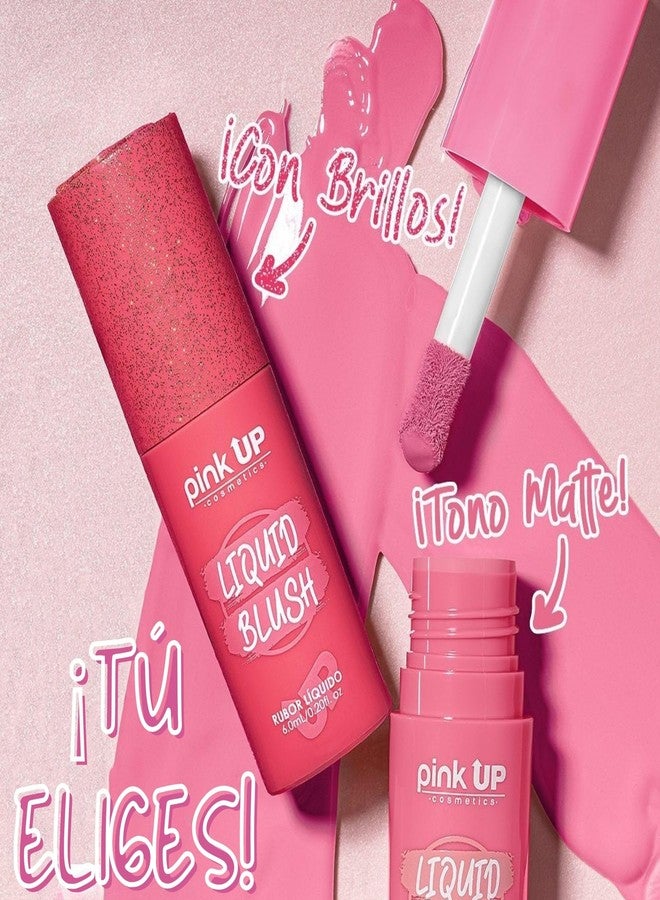 PINK UP | Liquid Blush | Long-Lasting Liquid Blush | Non-Greasy | Highly Pigmented | Suitable for All Skin Types | Matte Colors | Subtle Shimmer Highlights | Shade: Pink Cheeks| 6ml | Model PKLB08 - Image 5